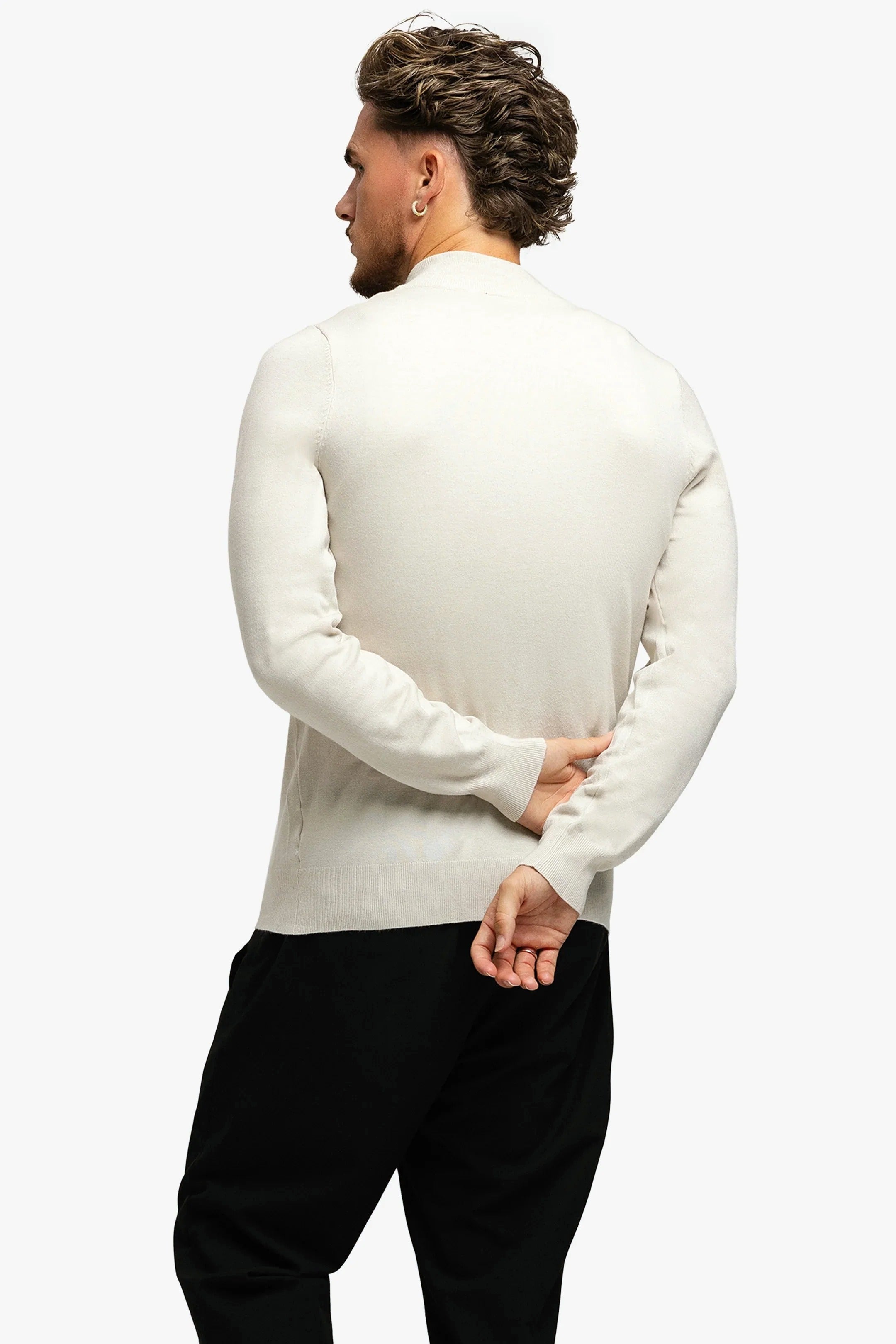 KNITTED ZIPPER VEST SOFT SAND